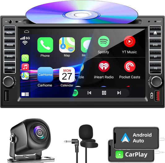 Double Din Car Stereo Radio with CD/DVD Player and Voice Control