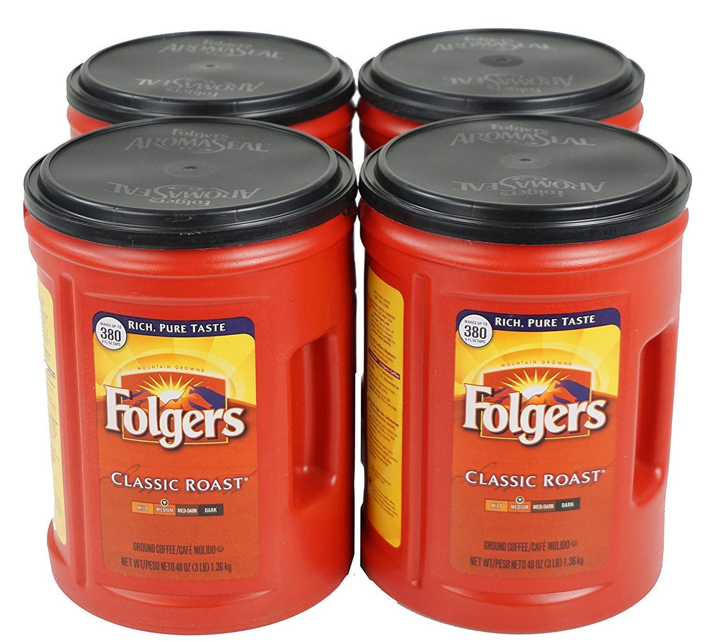 Folgers Classic Medium Roast Coffee, 48 oz, 4 Cans for Freshness