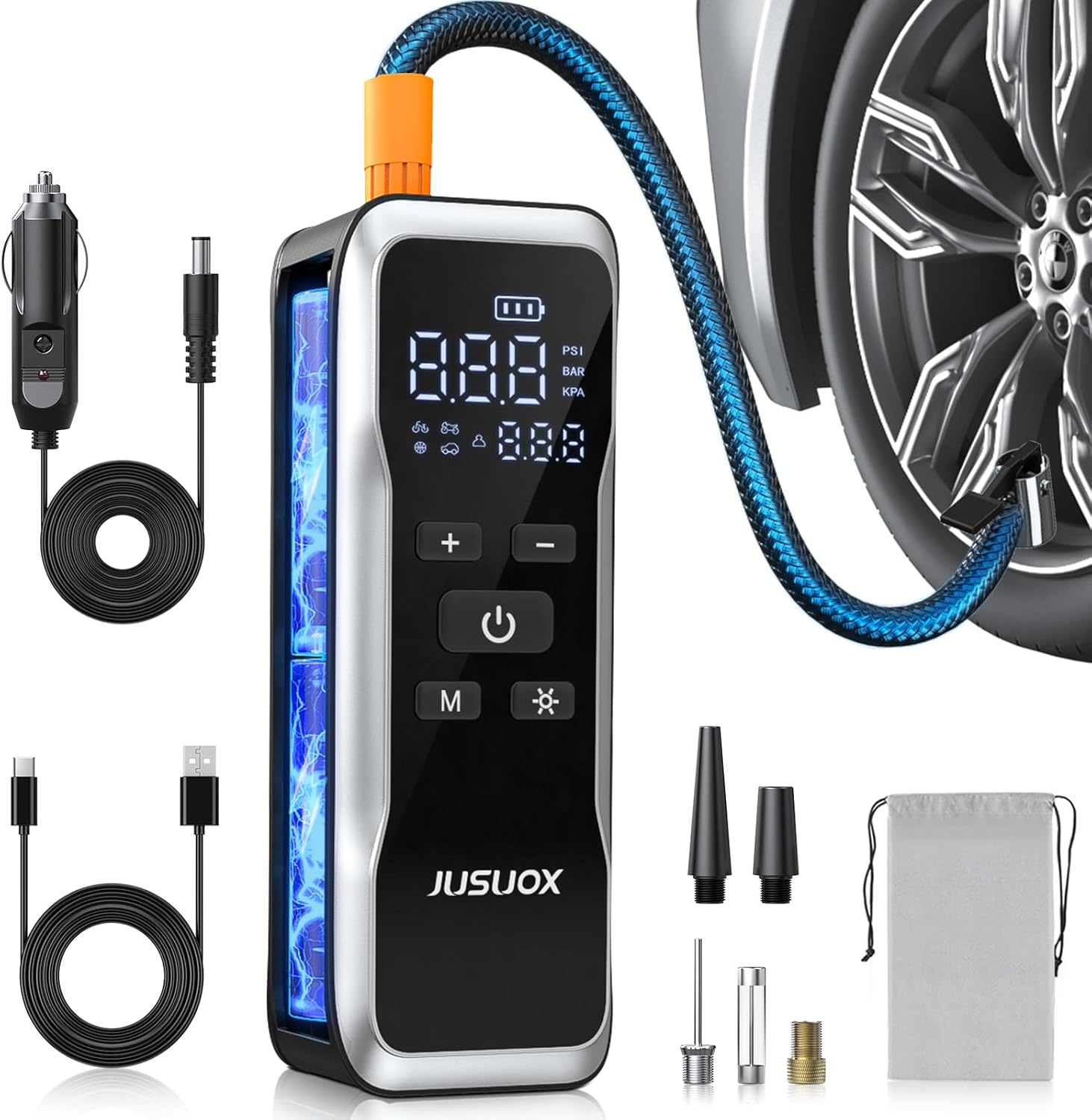 Portable Cordless Tire Inflator - Fast & Convenient 150PSI JUSUOX
