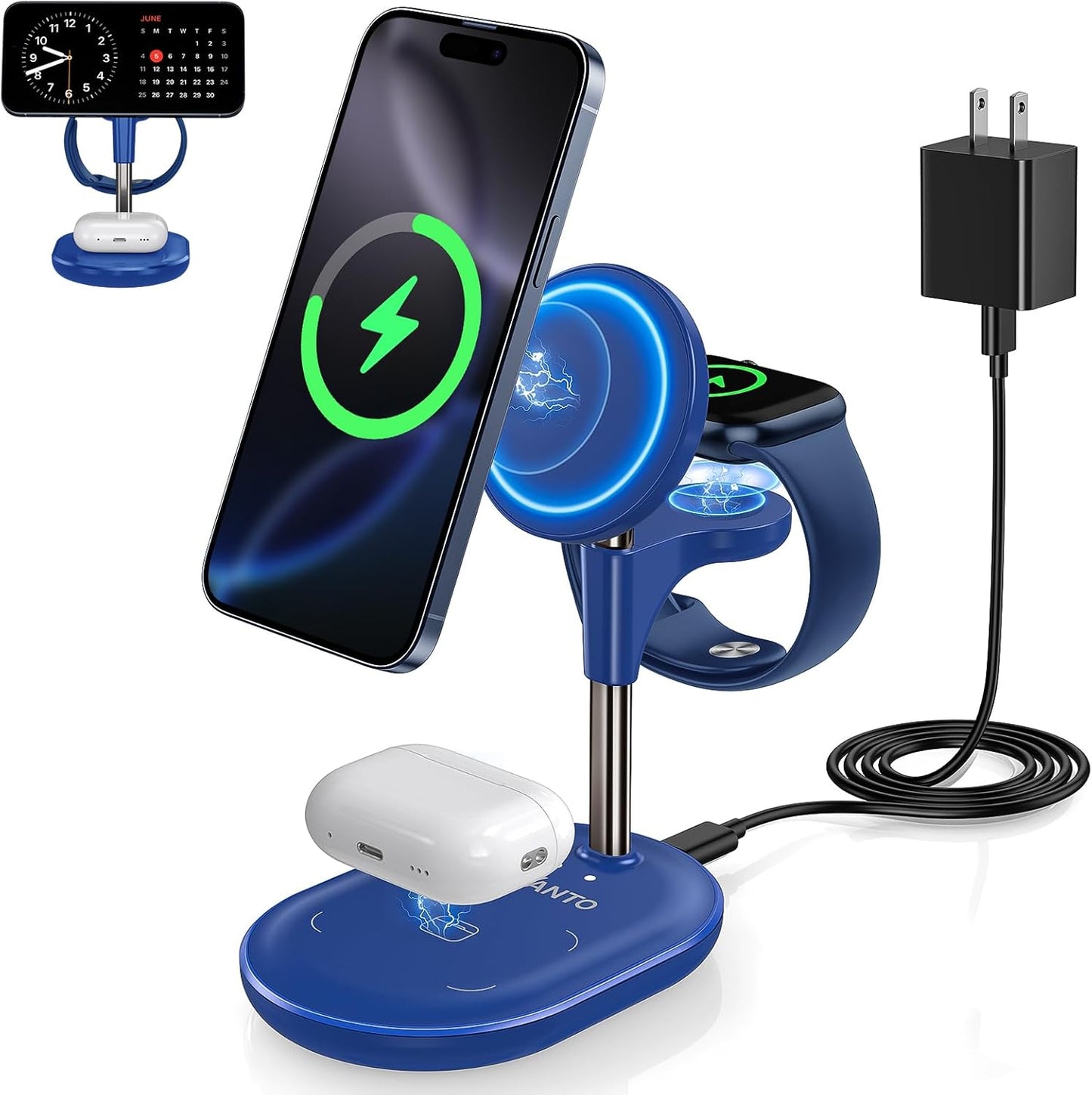 Hevanto 3-in-1 Fast Charging Station - Qi-Certified for Apple Devices