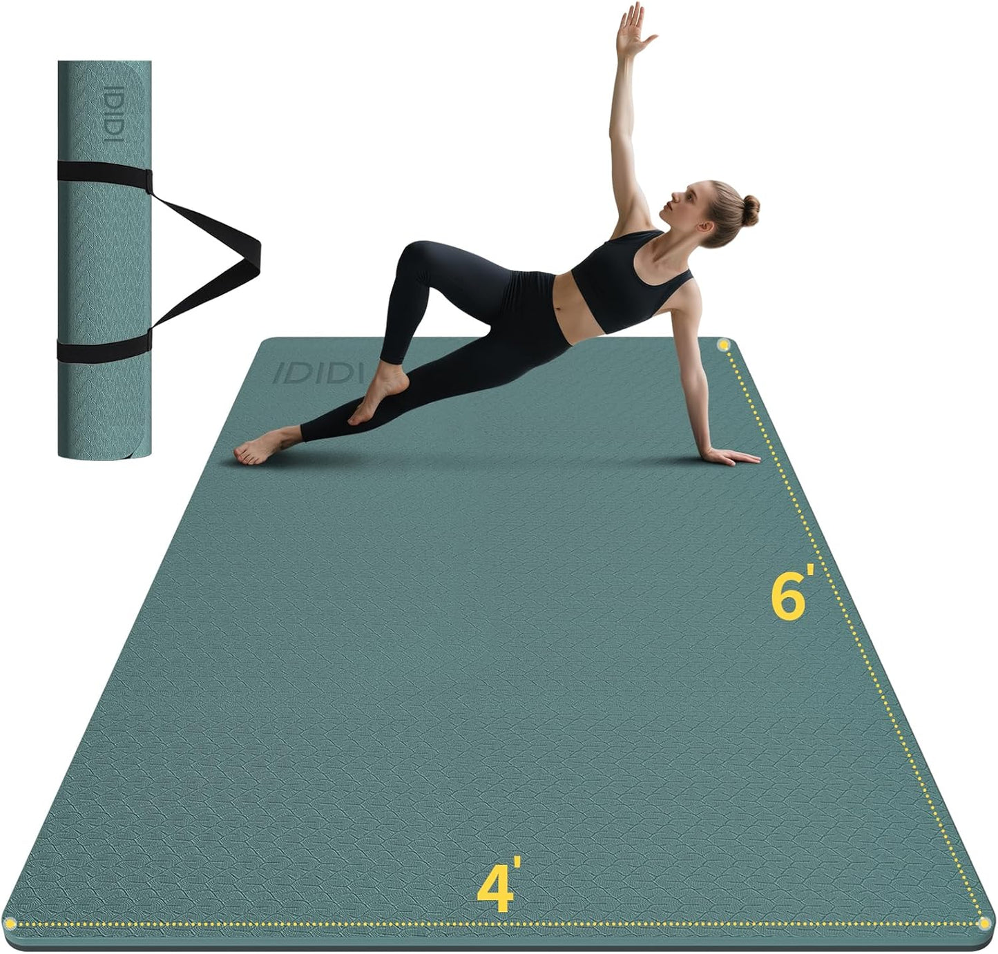 8mm Large Yoga Mat - Extra Long Non-Slip Eco-Friendly Fitness Mat