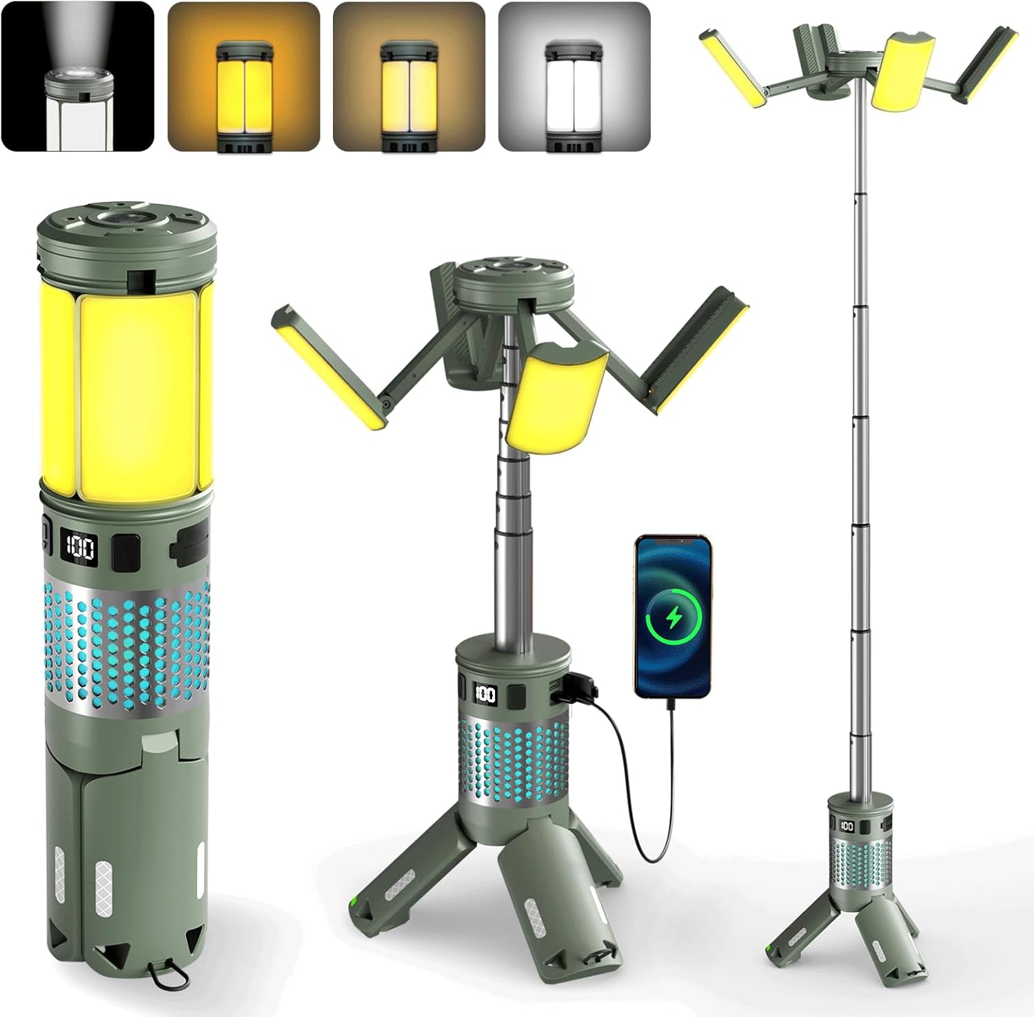 Telescopic Camping Lights with Magnetic Base for Outdoor Use