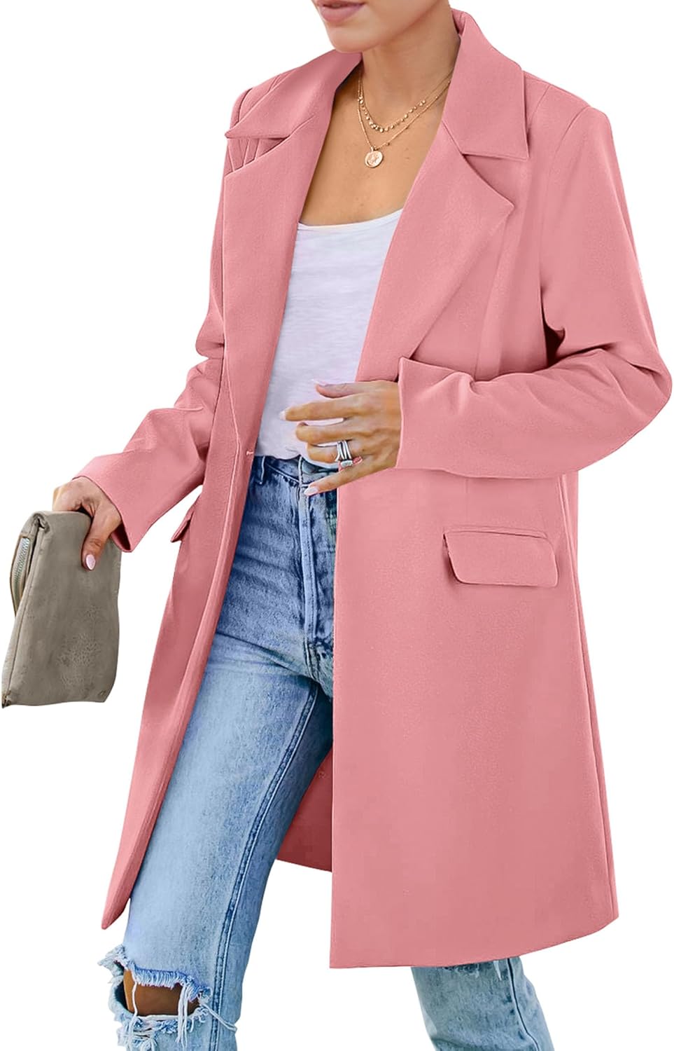 PRETTYGARDEN Women's Long Blazer Jackets for Work and Casual Wear