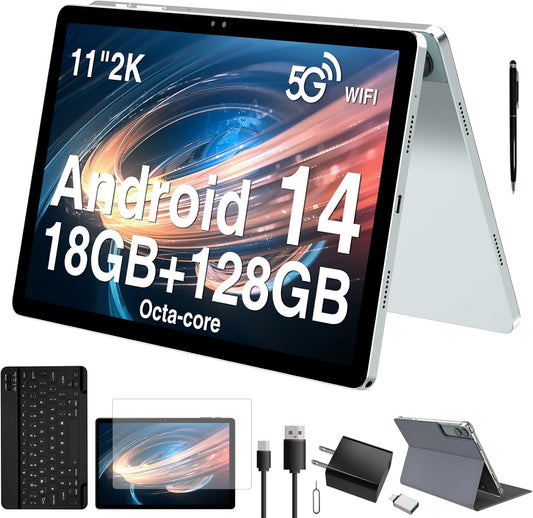 2025 Latest 11 Inch Android 14 Tablet with 18GB RAM and 128GB ROM