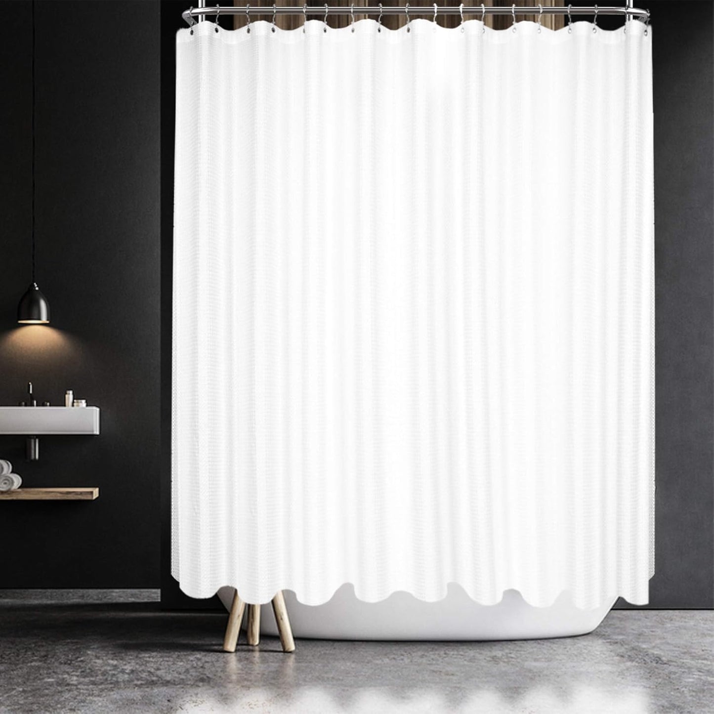 Barossa Design Waffle Weave Shower Curtain for Clawfoot Tubs