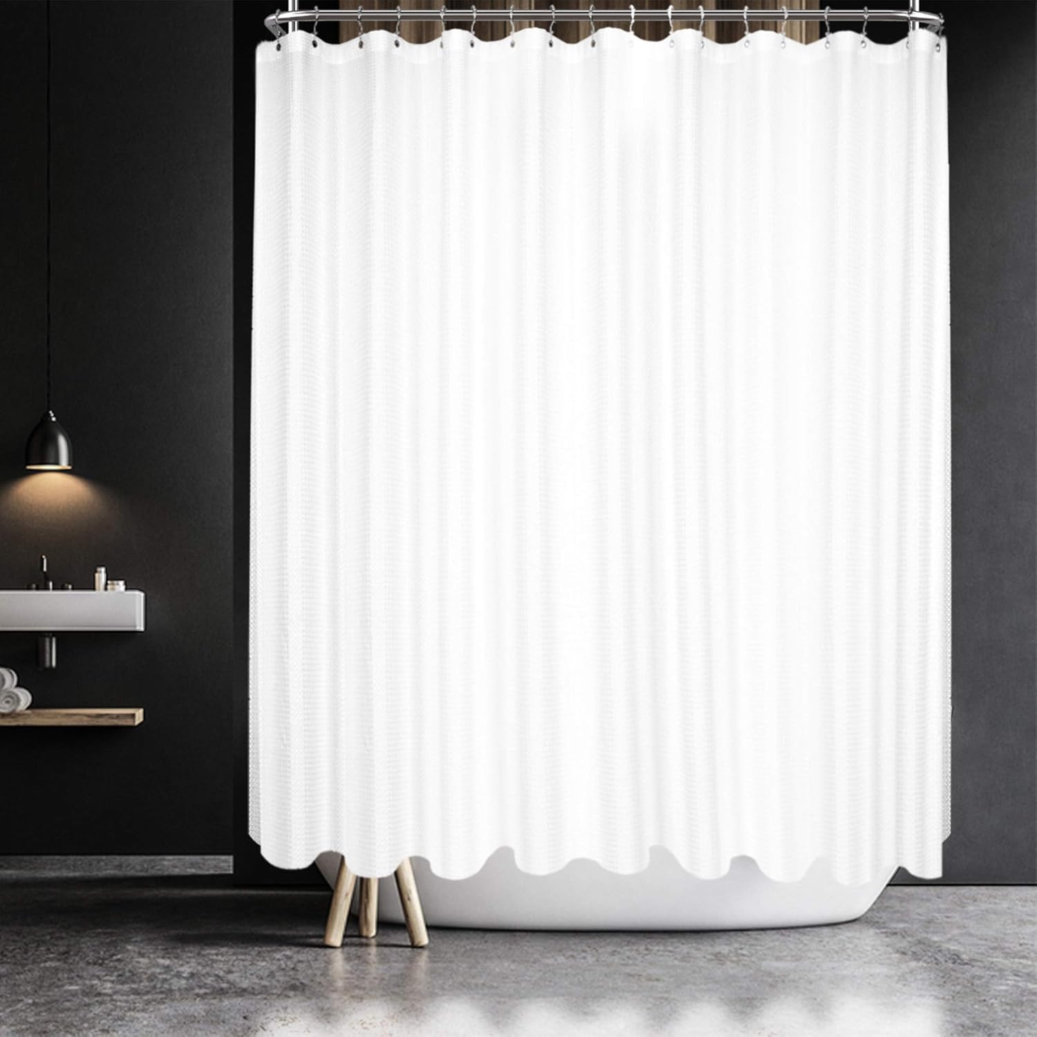 Barossa Design Waffle Weave Shower Curtain for Clawfoot Tubs