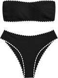 High Cut Bandeau Bikini Set Strapless Solid Color - Flattering Fit out