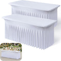 2pk White Spandex Tablecloths 6ft for Rectangle Tables - Wrinkle Free
