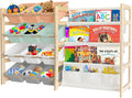 Toy Storage Organizer with Bookshelf - 12 Bins 4-Tier Organizer