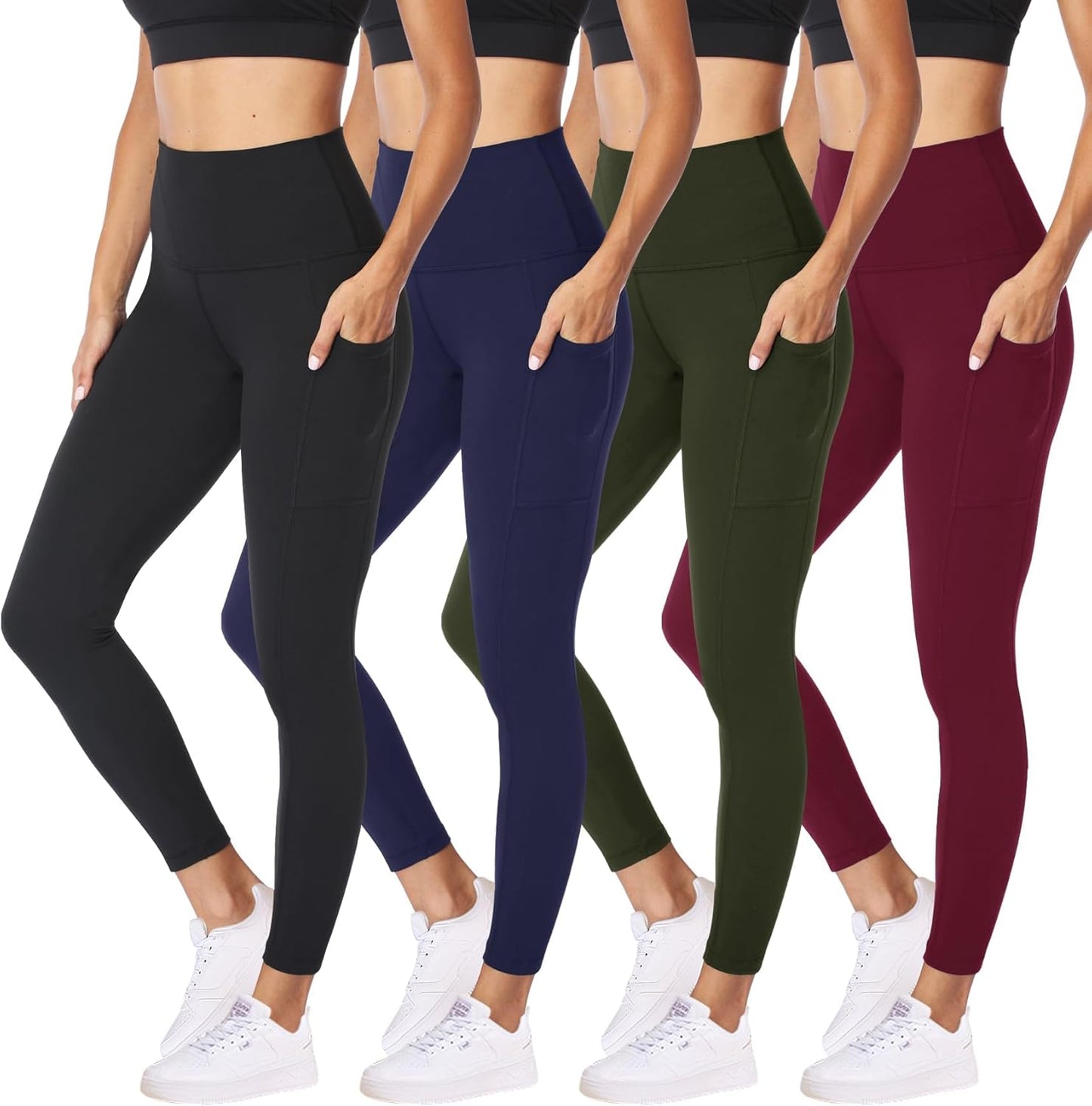 NexiEpoch 4 Pack Leggings for Women - High Waisted Tummy Control