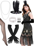 1920s Dresses for Women Sequin Fringed Gatsby Flapper Dress - 10-Piece
