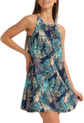 ANYFITTING Summer Dress with Built in Bra - Flowy Halter Mini Casual