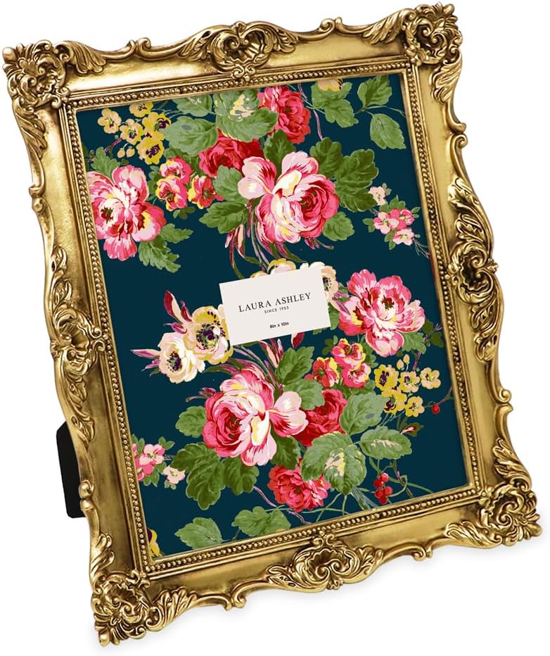 Laura Ashley 8x10 Gold Ornate Textured Picture Frame for Home Decor