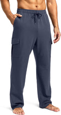 Pudolla Men's Cotton Sweatpants with Cargo Pockets - Comfortable Cargo