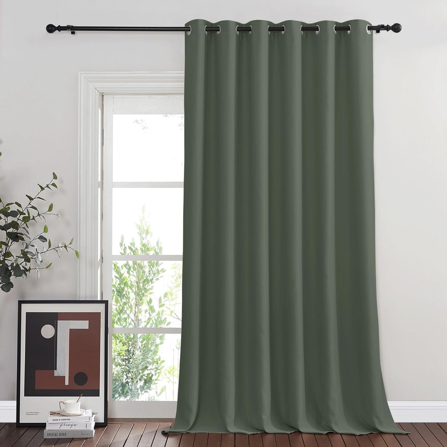 NICETOWN Blackout Curtain for Sliding Glass Door, Dark Mallard