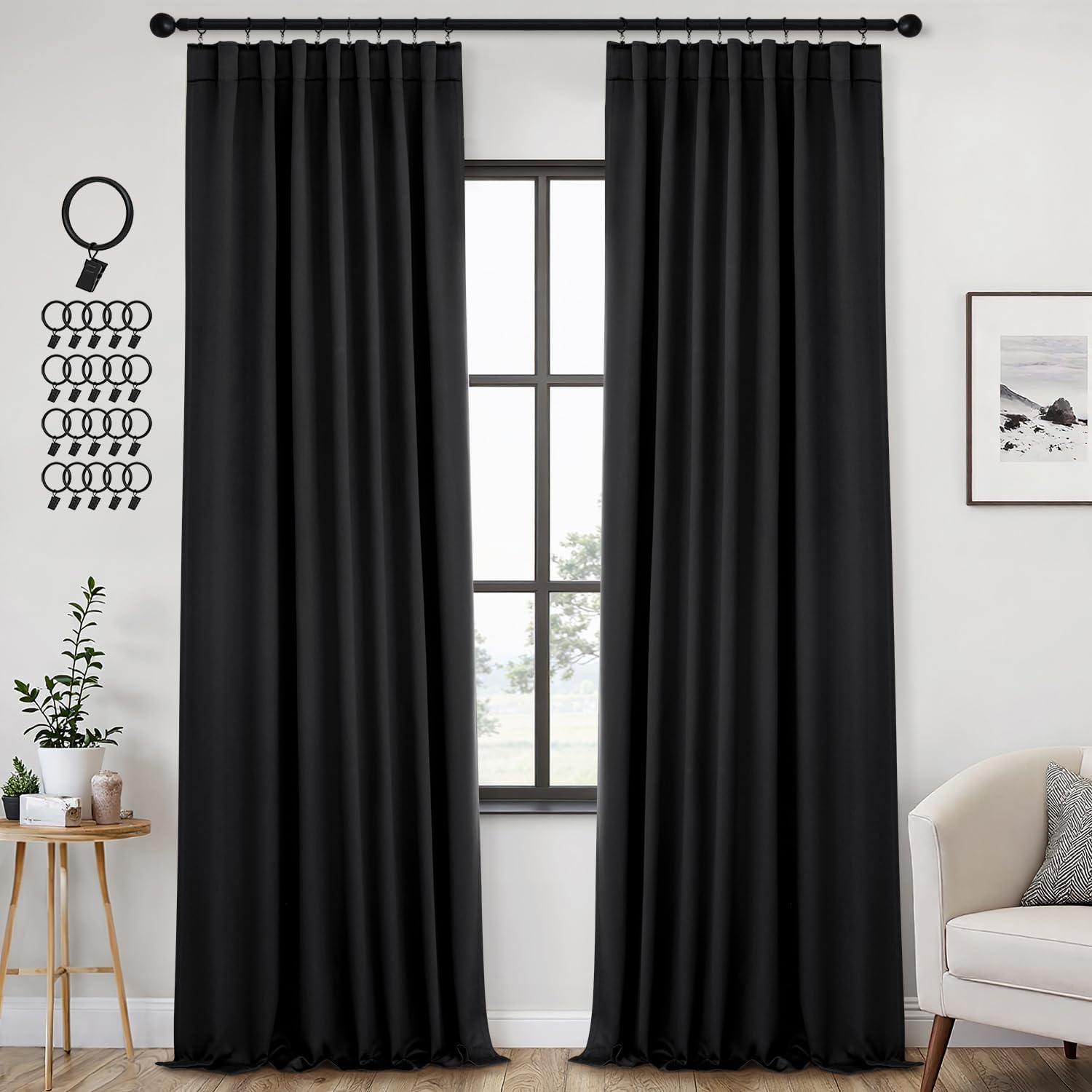Back Tab Blackout Curtains for Bedroom and Living Room Decor