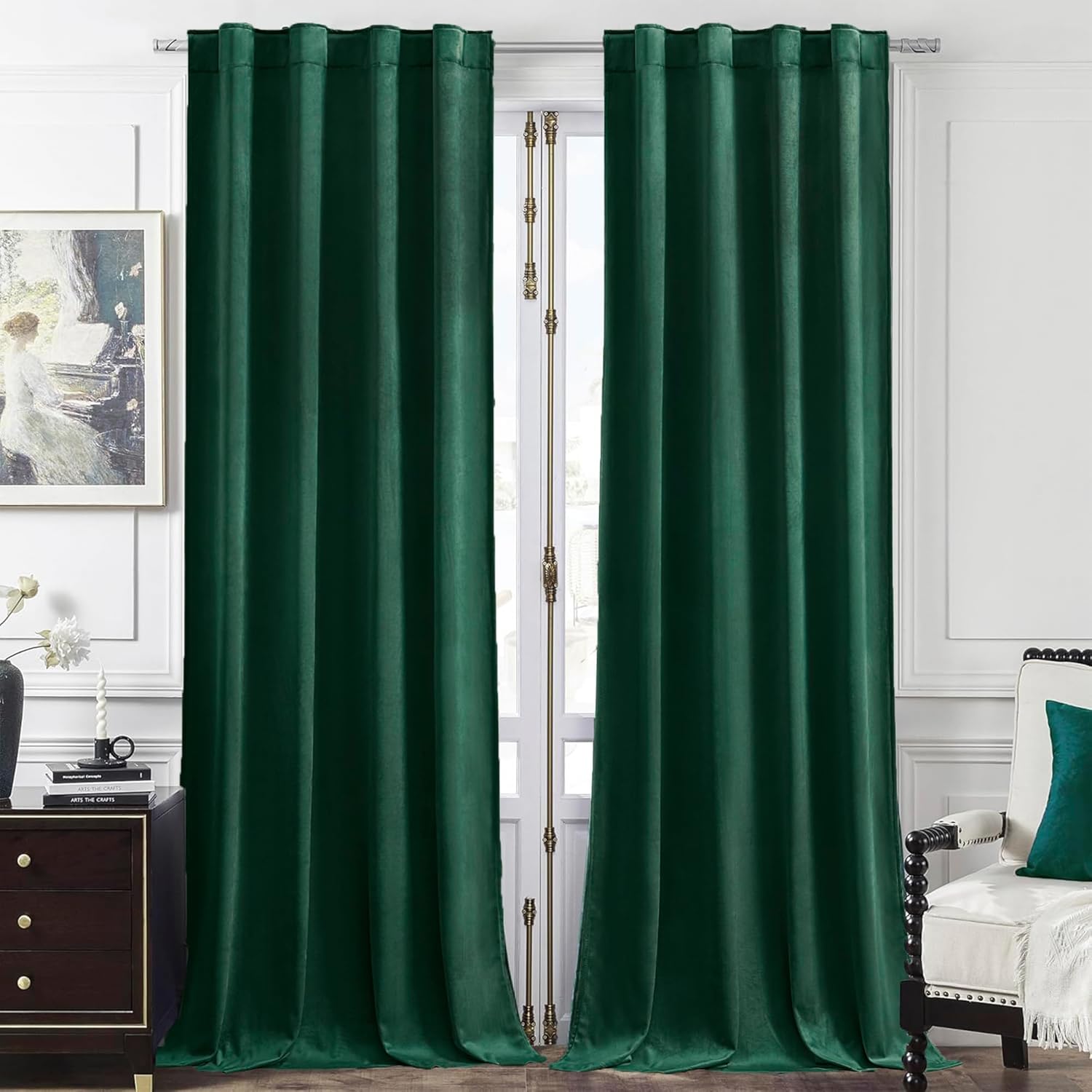 Luxurious Timeper Green Velvet Blackout Curtains for Home