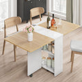 Folding Dining Table with Drop Leaves and Storage - Space Saver