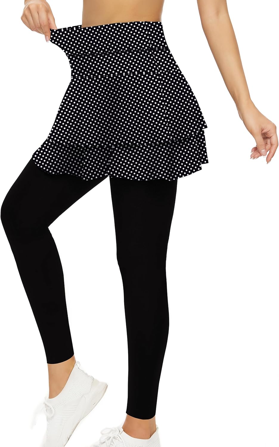 WOWENY Tennis Skirted Leggings with Pockets for Active Women