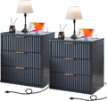 LEYAOYAO 23in Wide Fluted Farmhouse Night Stand Set of 2 - Storage