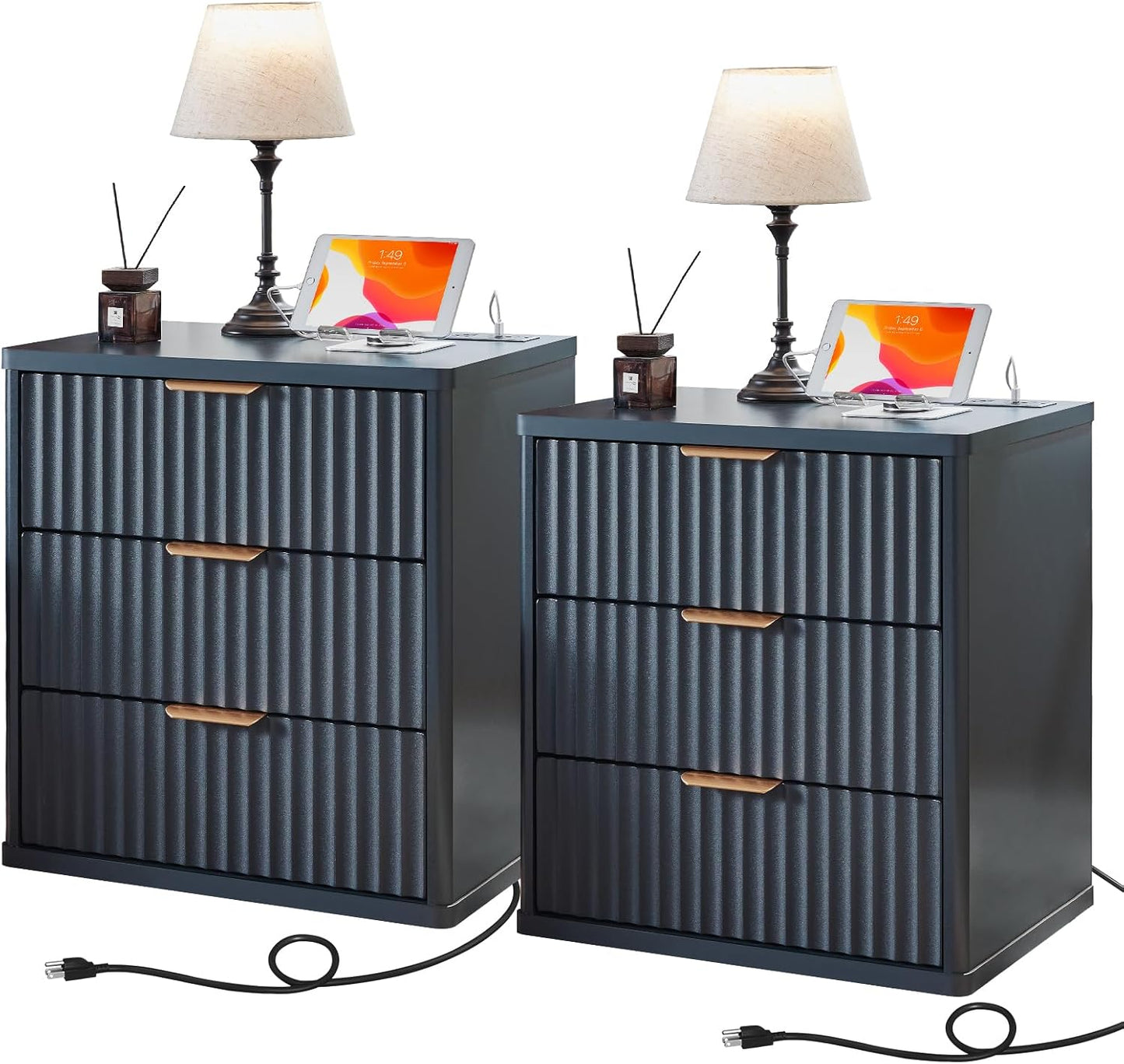 LEYAOYAO 23 Wide Fluted Farmhouse Night Stand Set of 2