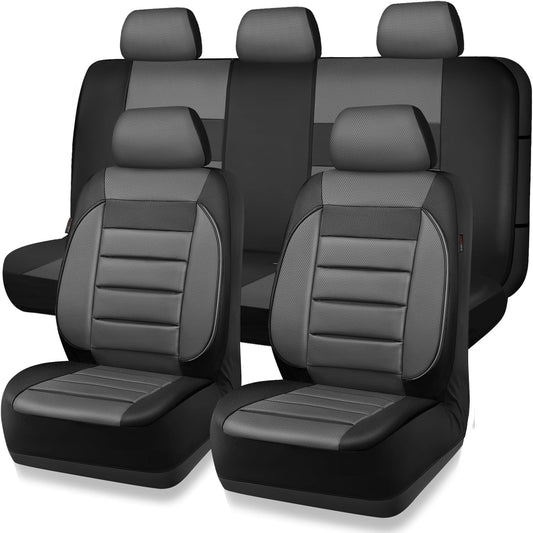 CAR PASS Leather Seat Covers Full Set for Luxury Comfort