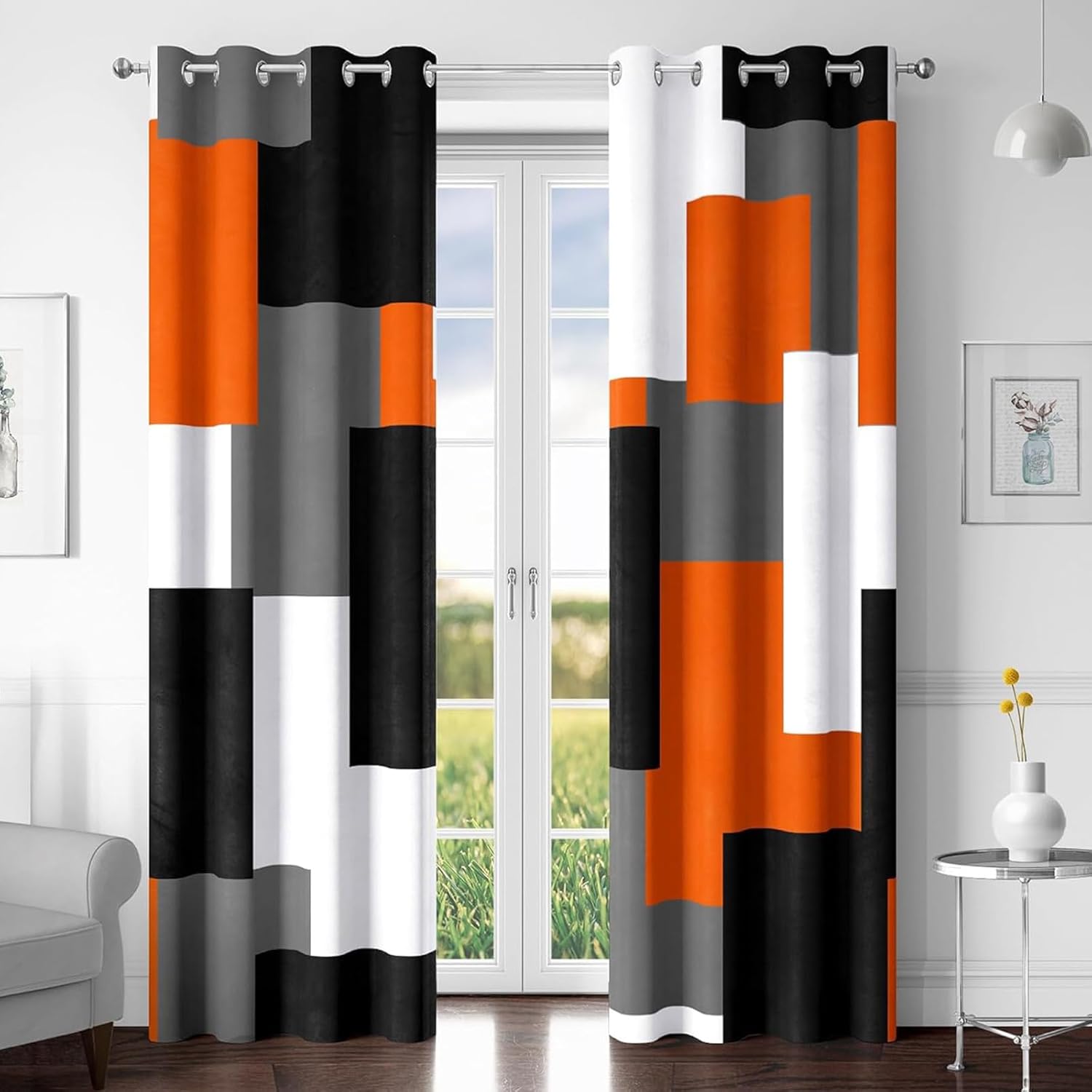 Orange 100% Blackout Curtains for Bedroom 108 inch Panels Set