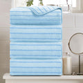 Oversized Blue Cabana Stripe Bath Towels Set for Ultimate Comfort