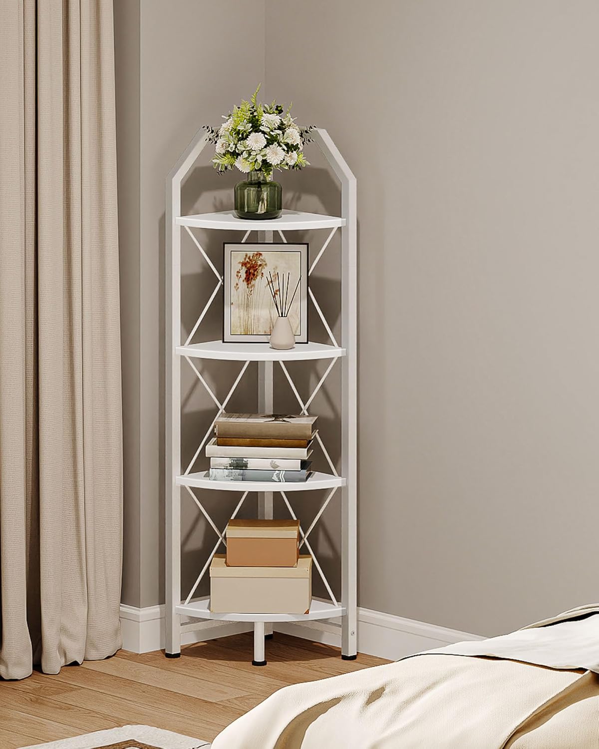 4-Tier Corner Shelf for Stylish Storage in Any Room