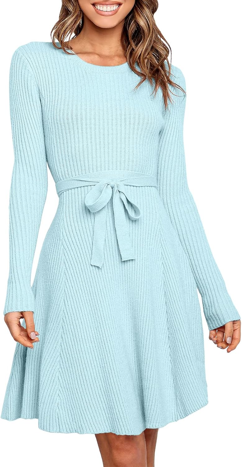 ANRABESS Women's Long Sleeve Midi Dress for Fall Fashion
