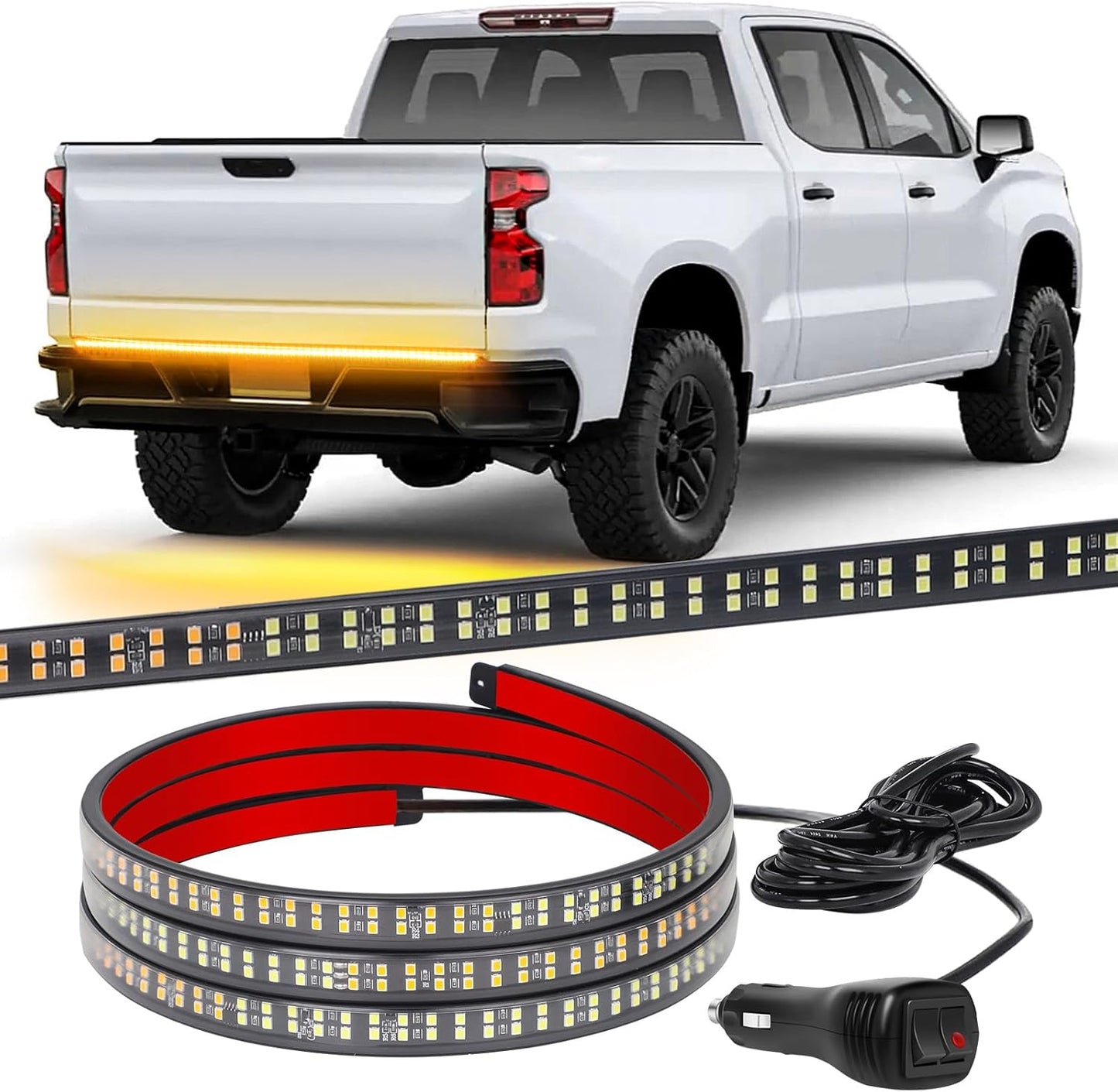 XRIDONSEN 48 inch Truck Tailgate Amber Strobe Lights Strip