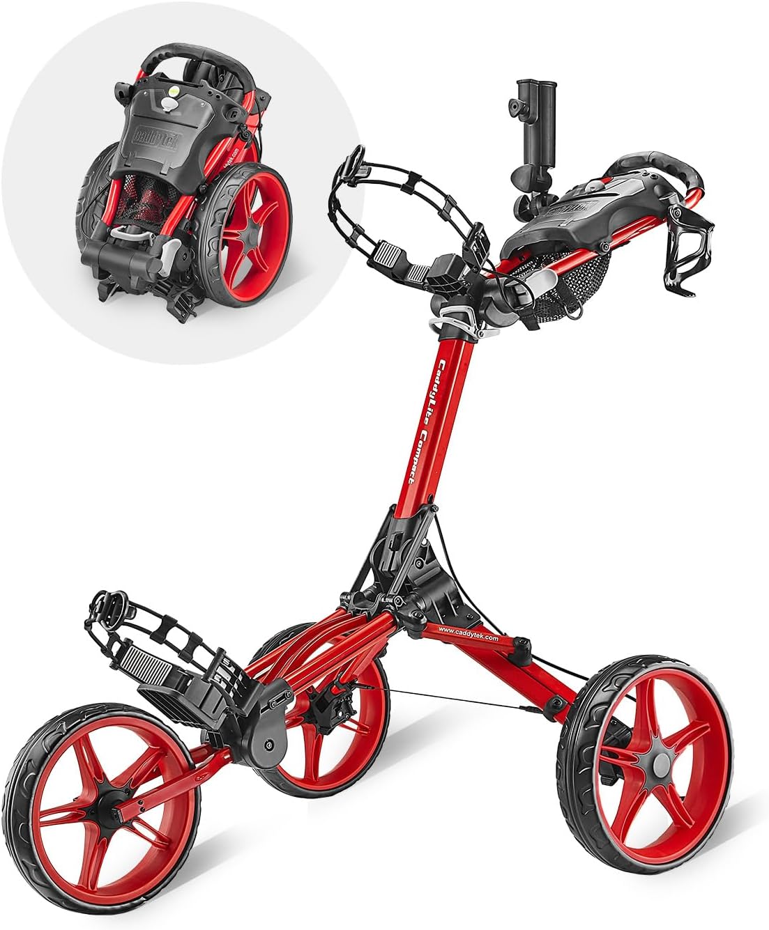 Caddytek Compact 3-Wheel Golf Push Cart - Easy Fold