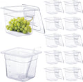 12 Pack Plastic Food Pan with Lids 1/6 Size 6in Deep - Stackable Clear