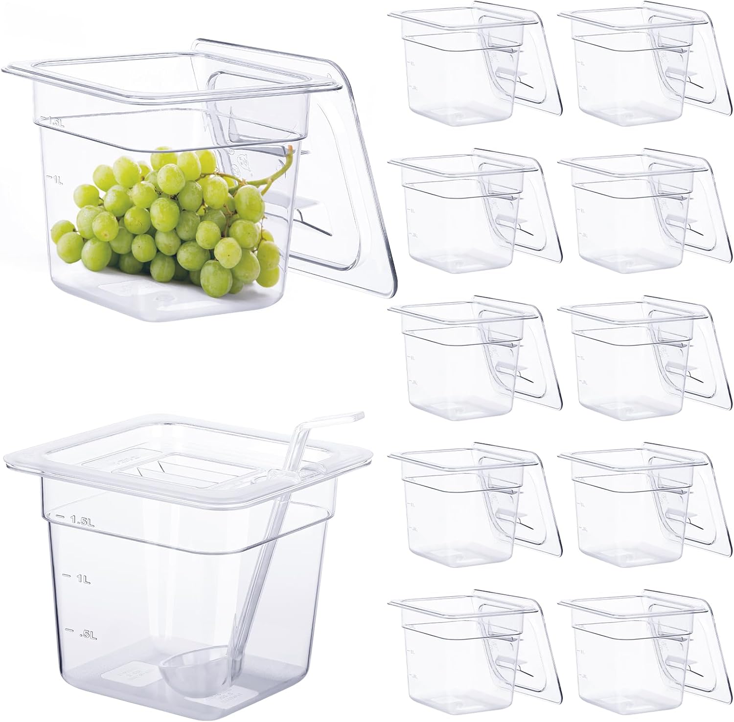 12 Pack Plastic Food Pan with Lids for Restaurant Storage