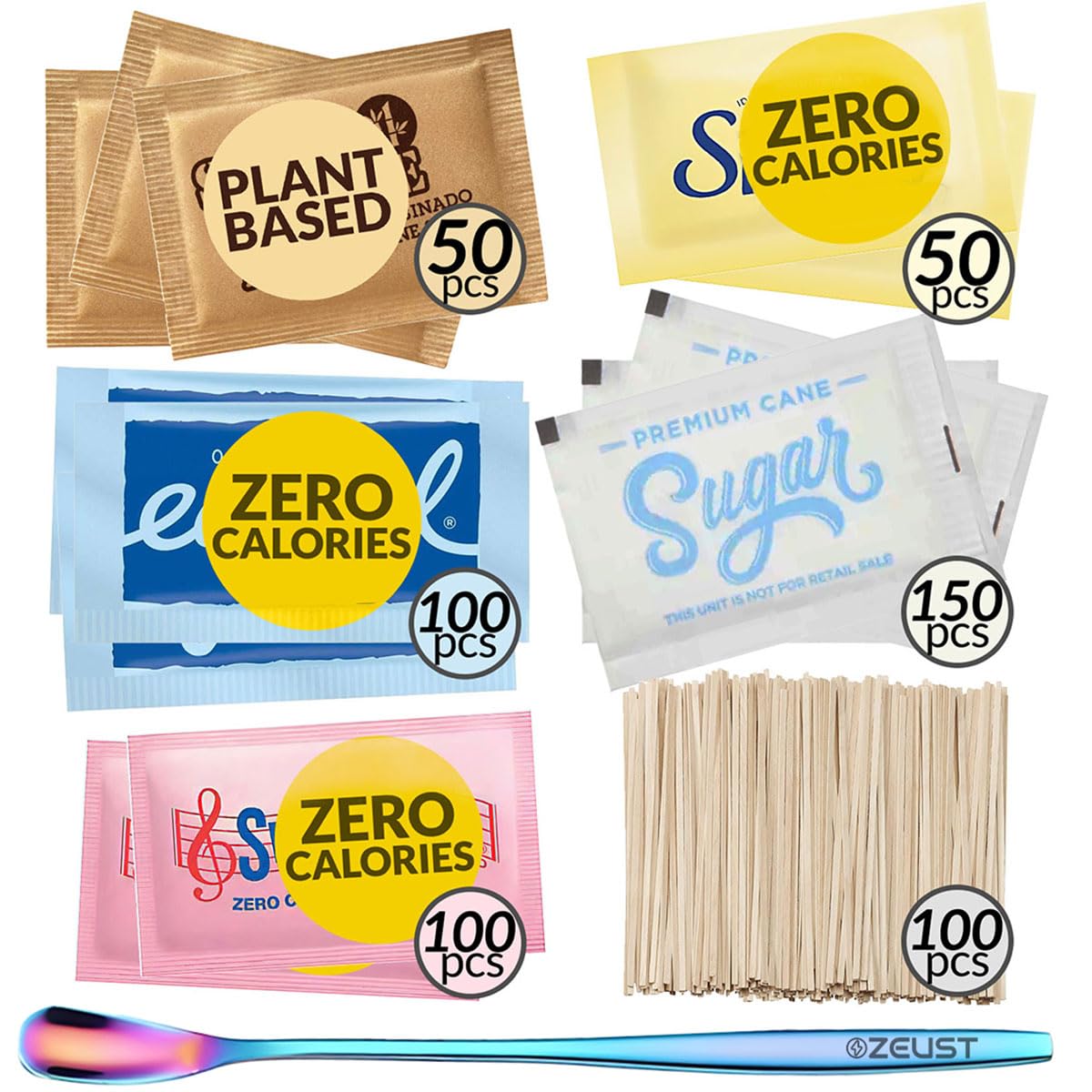 Assorted Sugar Packets for Coffee - 550 Count Variety Pack