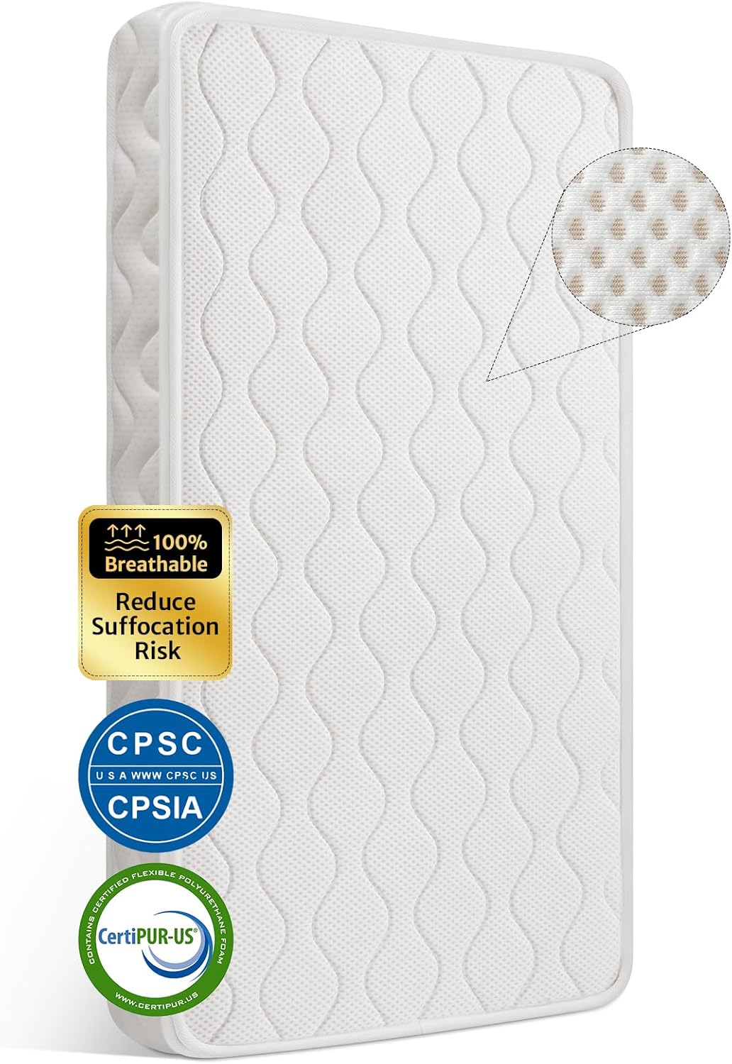 100% Breathable Crib Mattress for Safe Toddler Sleep Comfort
