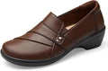 Women's Comfortable Leather Loafers Slip-Ons - Lightweight Work Shoe