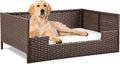 YITAHOME Rattan Dog Sofa Bed with Cushion - Comfortable Wicker Pet