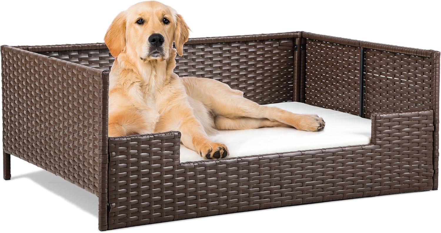 YITAHOME Rattan Dog Sofa Bed for Large Medium Small Pets