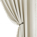 Pompom Window Curtains 52in x95in Triple Weave Half Blackout - Cozy