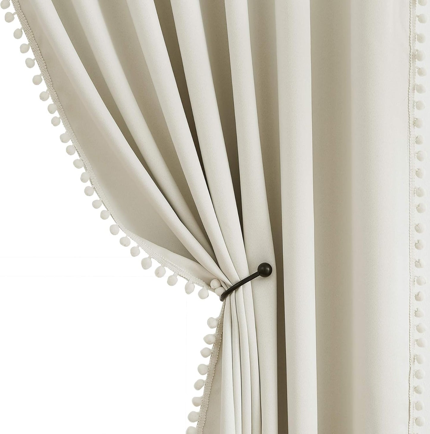 Pompom Window Curtains for Living Room Bedroom 95 inch Panels