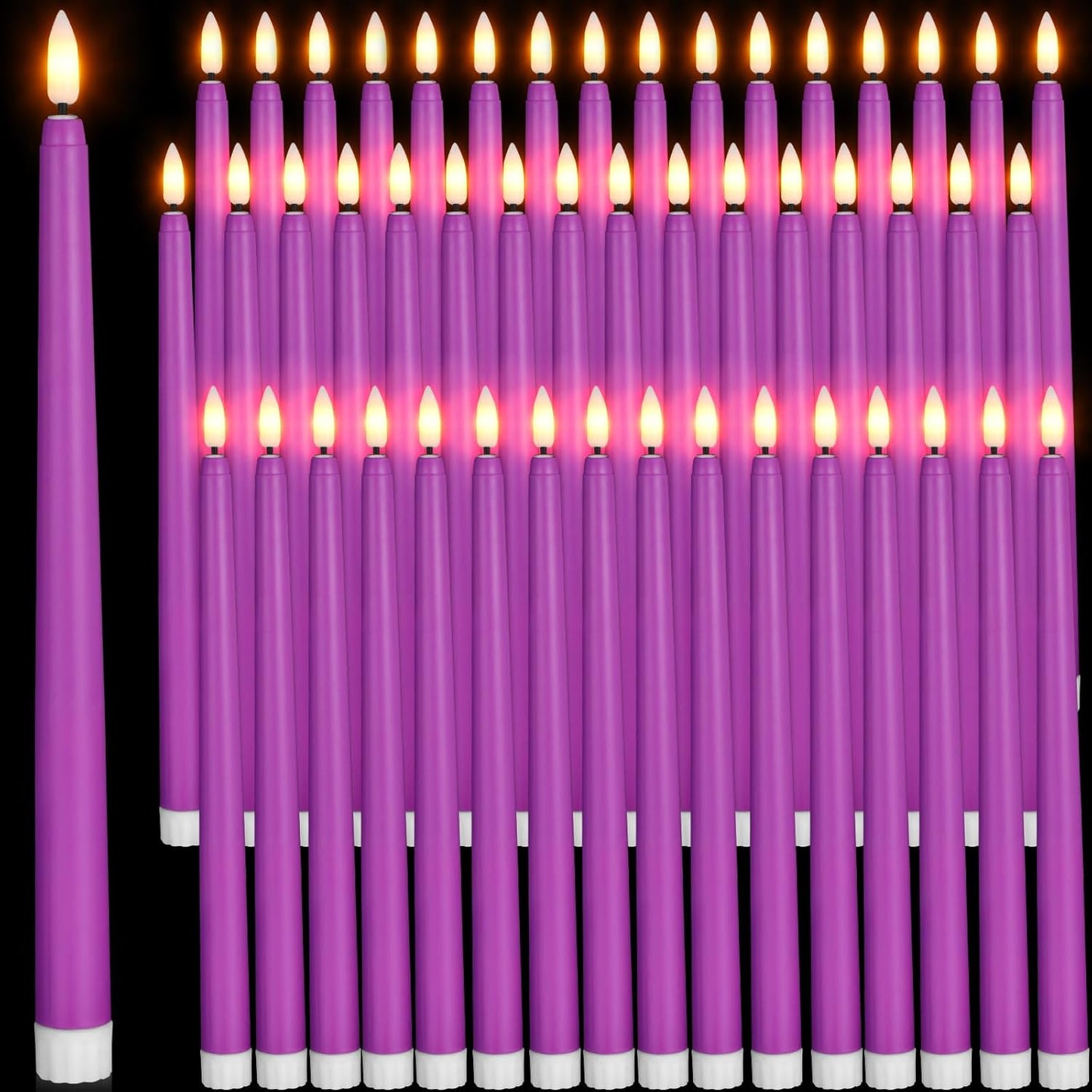 Flameless Taper Candles 48 Pack for Halloween and Christmas