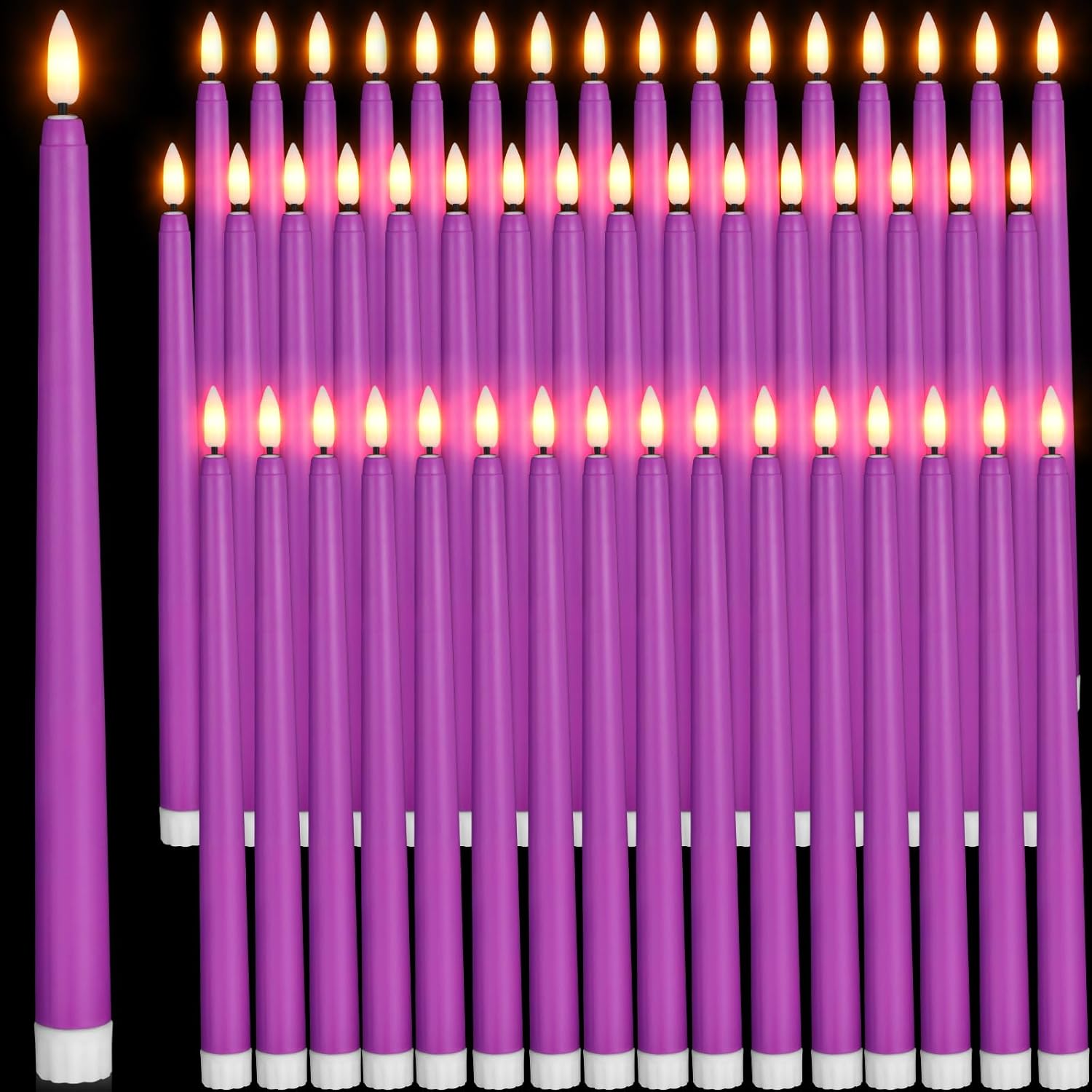 Flameless Taper Candles 48 Pack for Halloween and Christmas