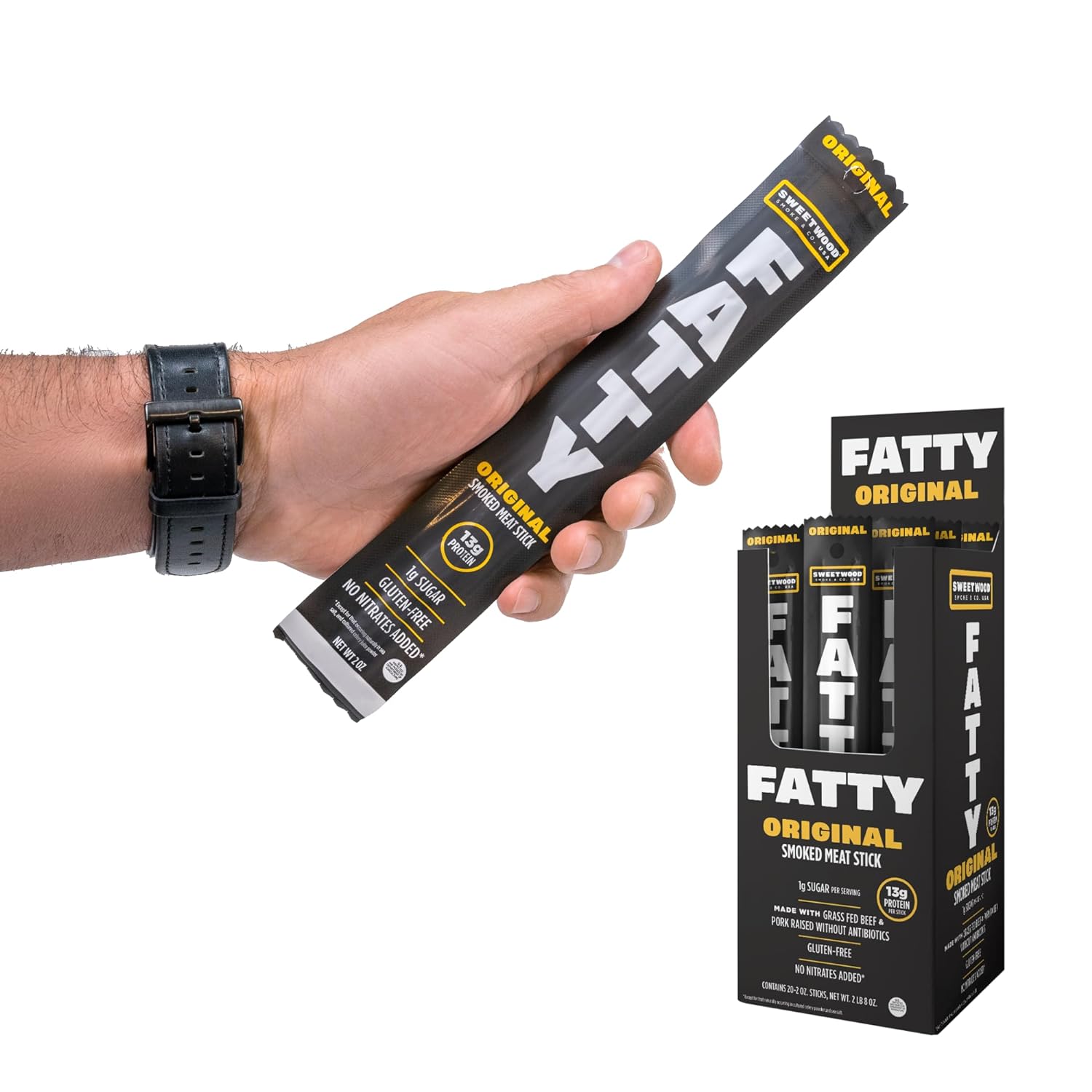 FATTY Meat Sticks with Grass Fed Beef and Pork, 13g Protein