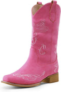 Women's Square Toe Cowboy Boots Mid Calf - Comfortable Low Chunky Heel