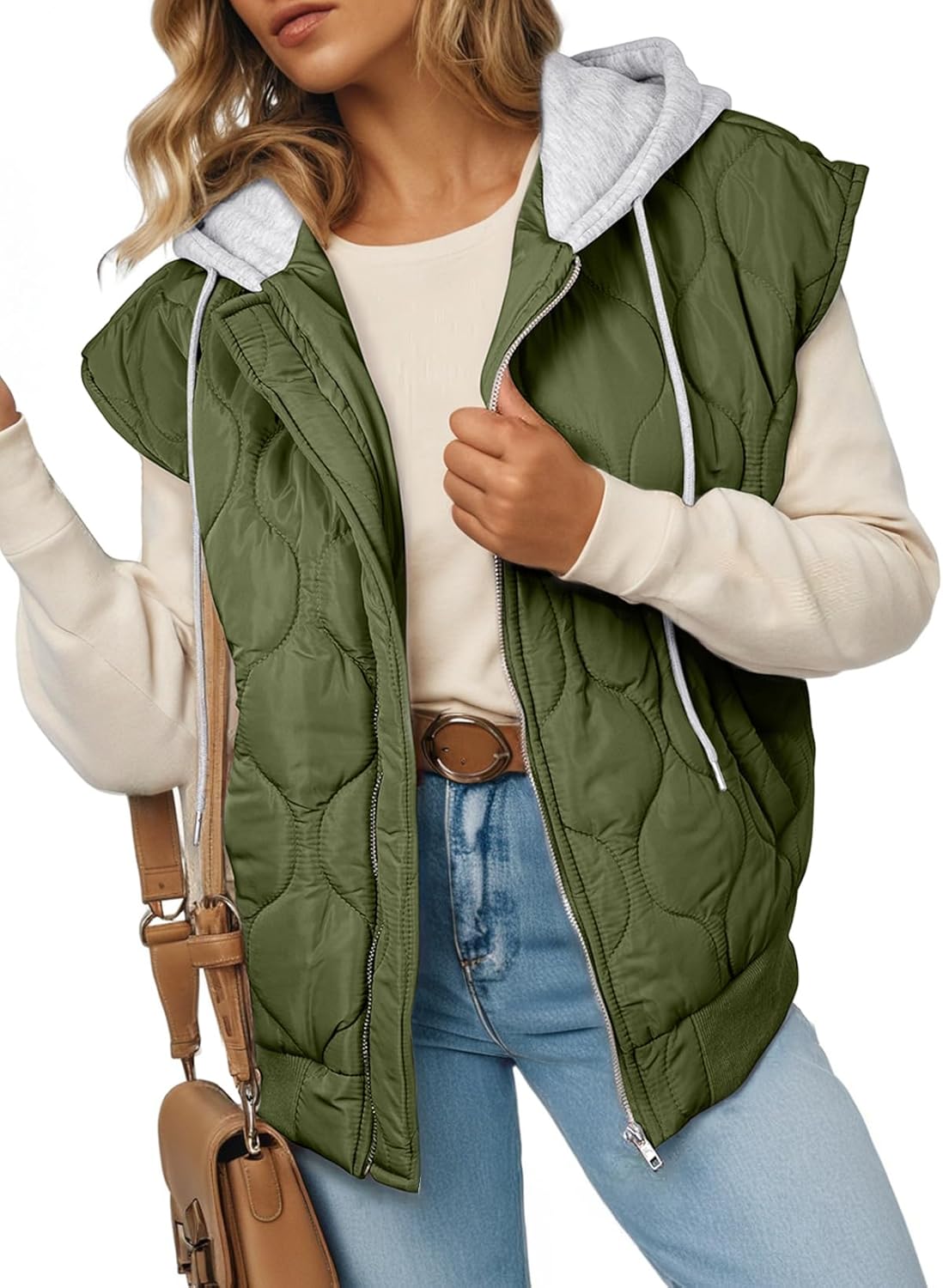 Lightweight Quilted Puffer Vest for Women with Hooded Design