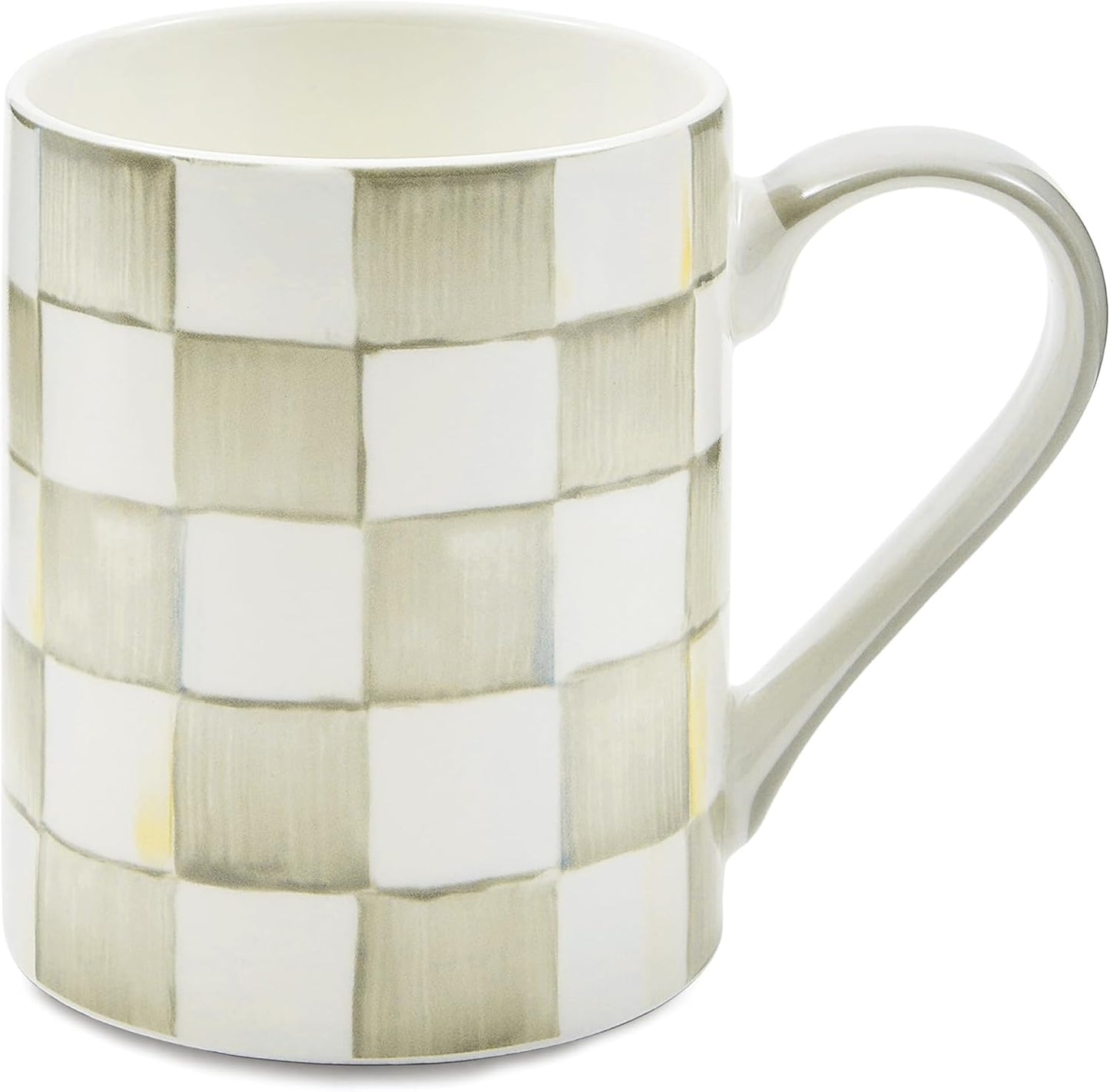 MACKENZIE-CHILDS Gray-and-White Check Porcelain Coffee Mug