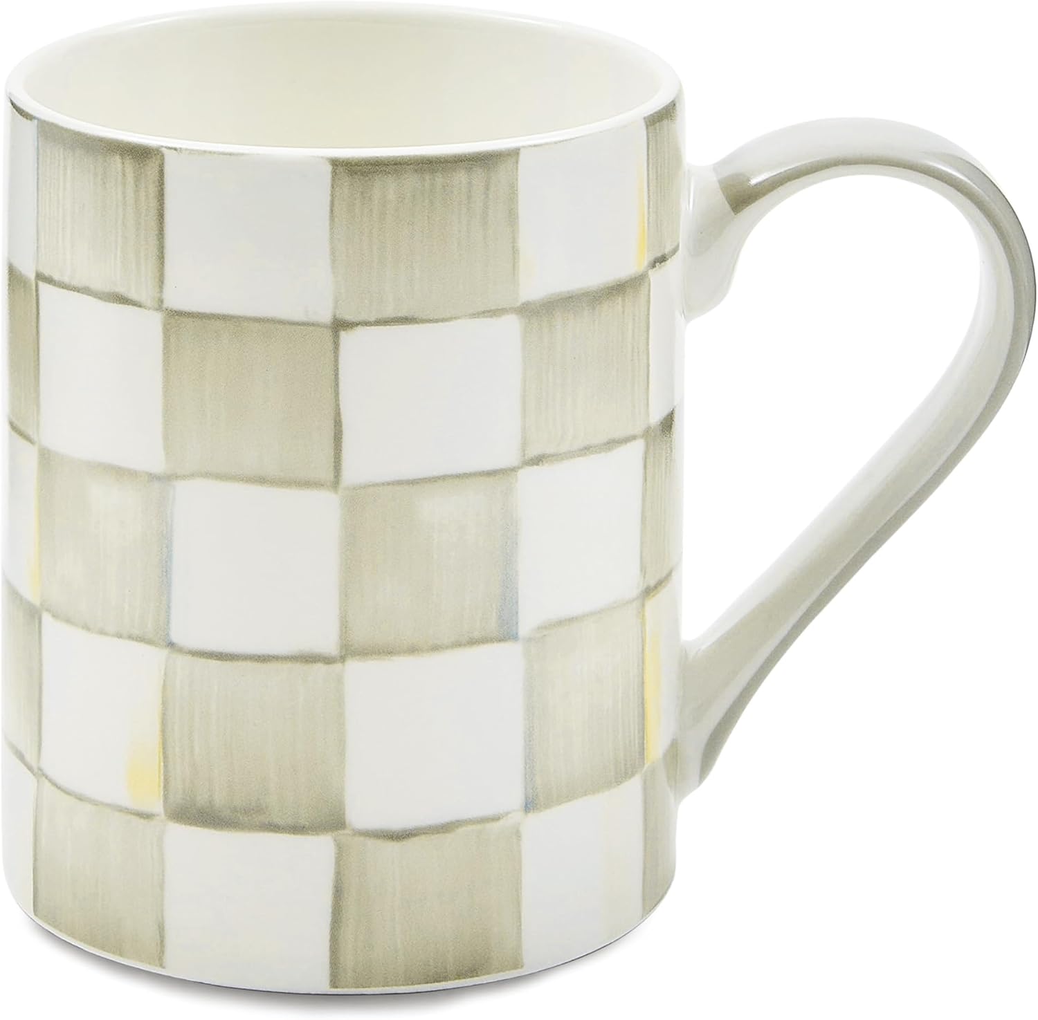 MACKENZIE-CHILDS Gray-and-White Check Porcelain Coffee Mug