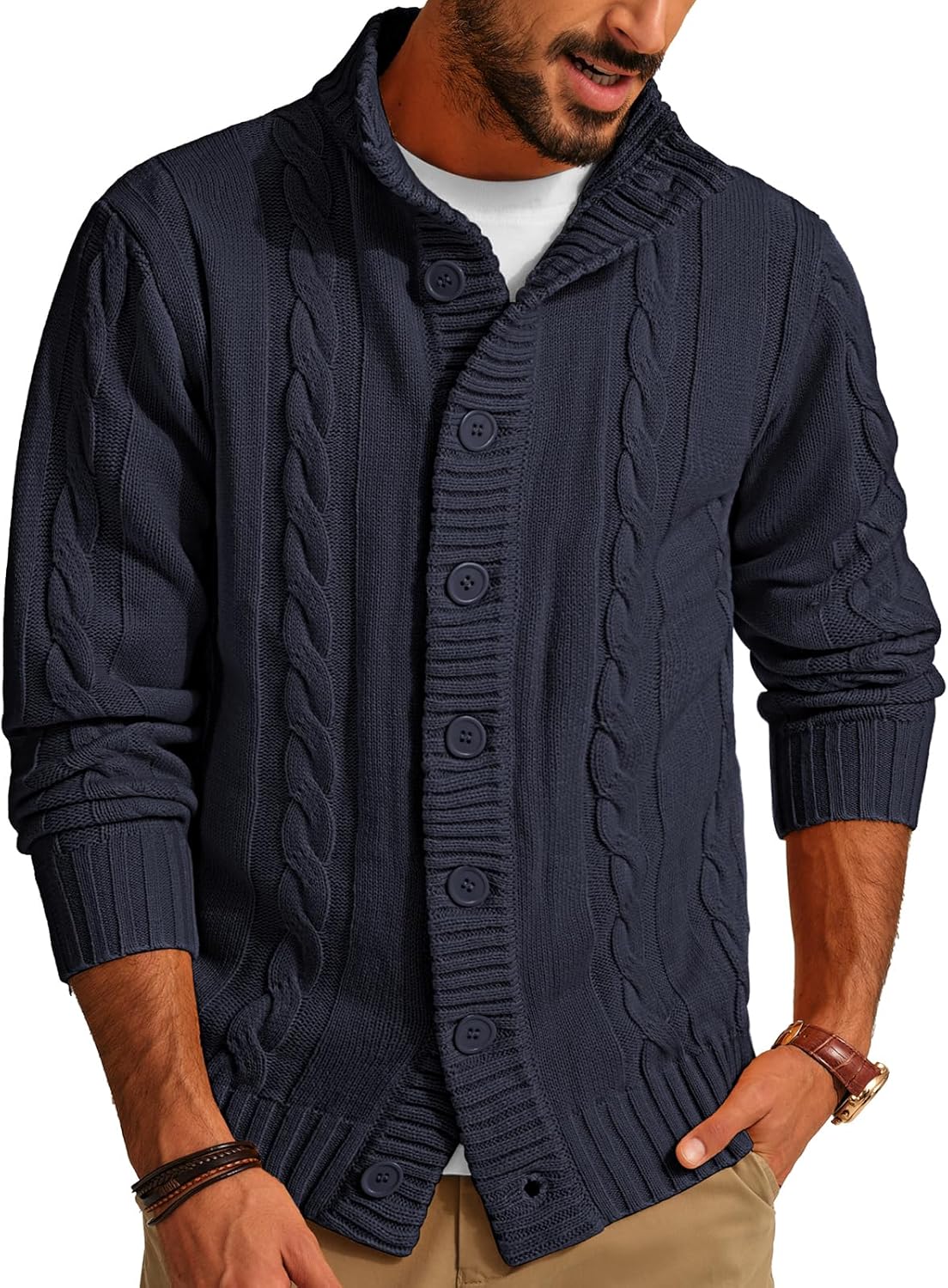 Stylish Cardigan Sweater for Men by PJ PAUL JONES - Perfect Fit