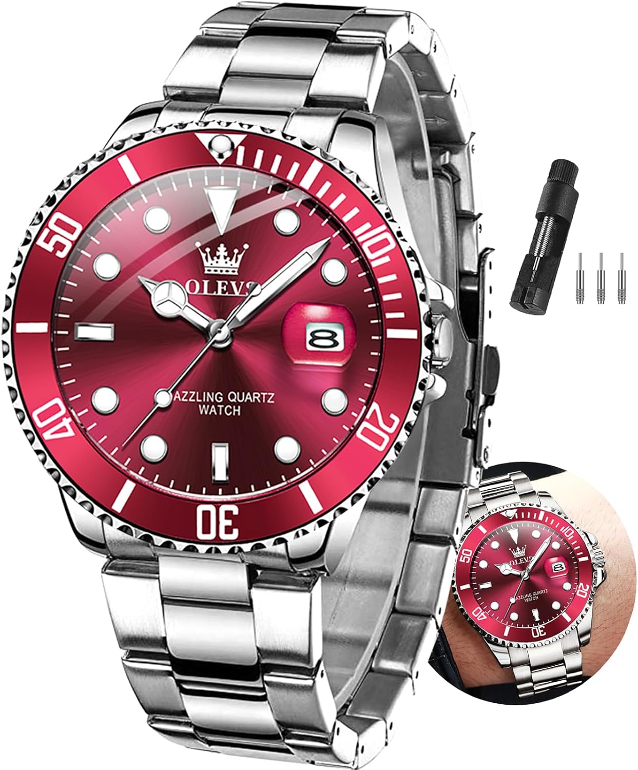 OLEVS Men's Waterproof Luxury Watch - Luminous Day Date Dial
